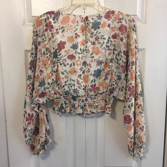 Lily Rose Long Sleeve Floral Crop Top - Picture 6 of 6